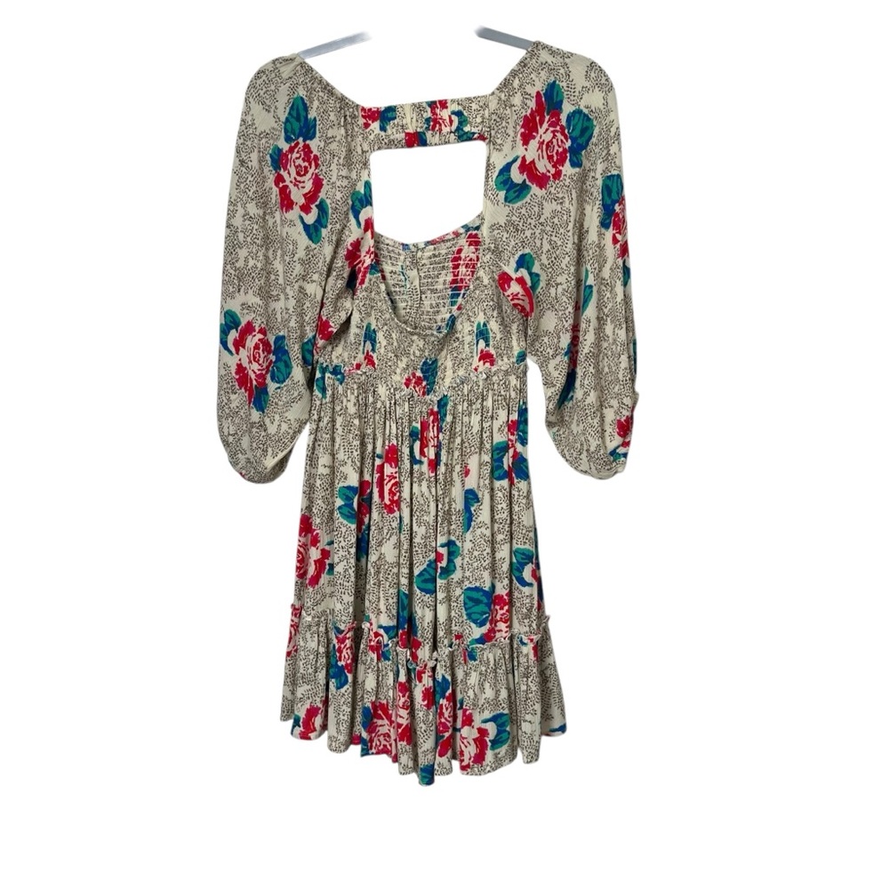 Free People Endless Summer Summer Picnic Printed Smocked Mini Dress XS - Picture 4 of 8